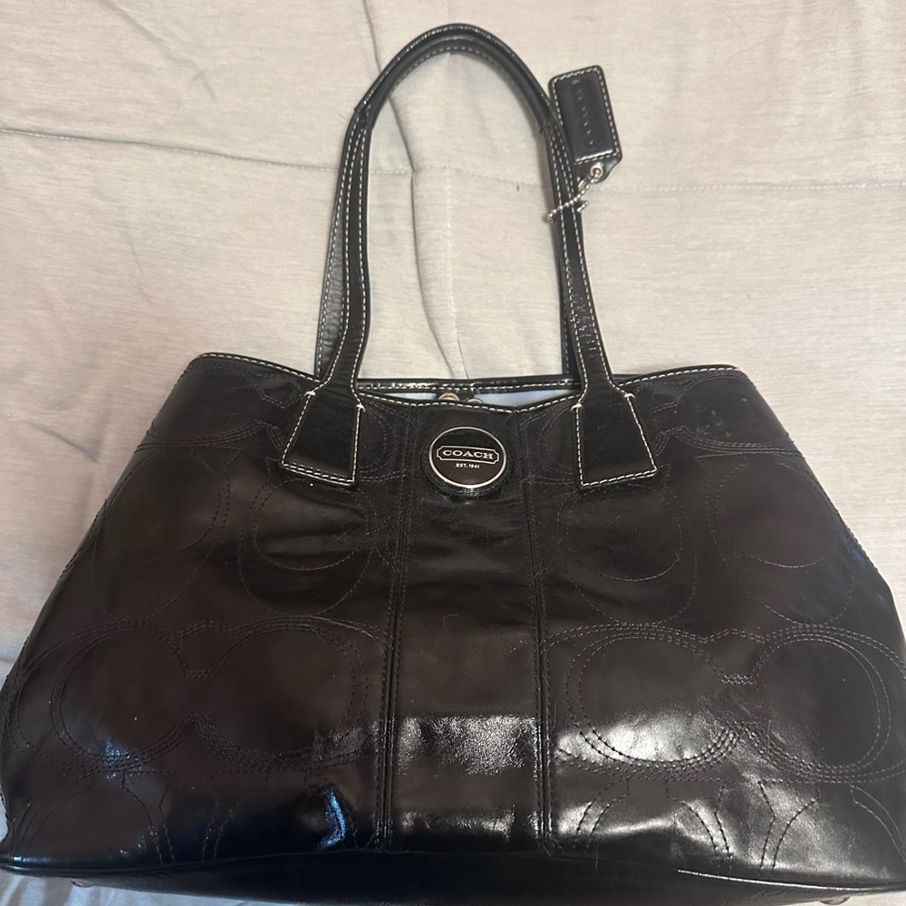 Coach Black Patent Leather Tote